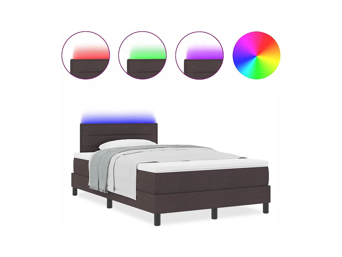 Cadre de lit avec matelas Marron foncé 120 x 190 cm tissu