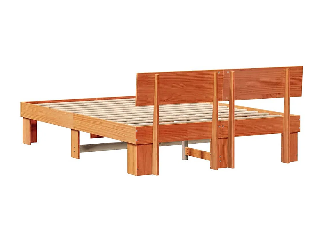 Estructura de cama con cabecera Marrón cera 160 x 200 cm