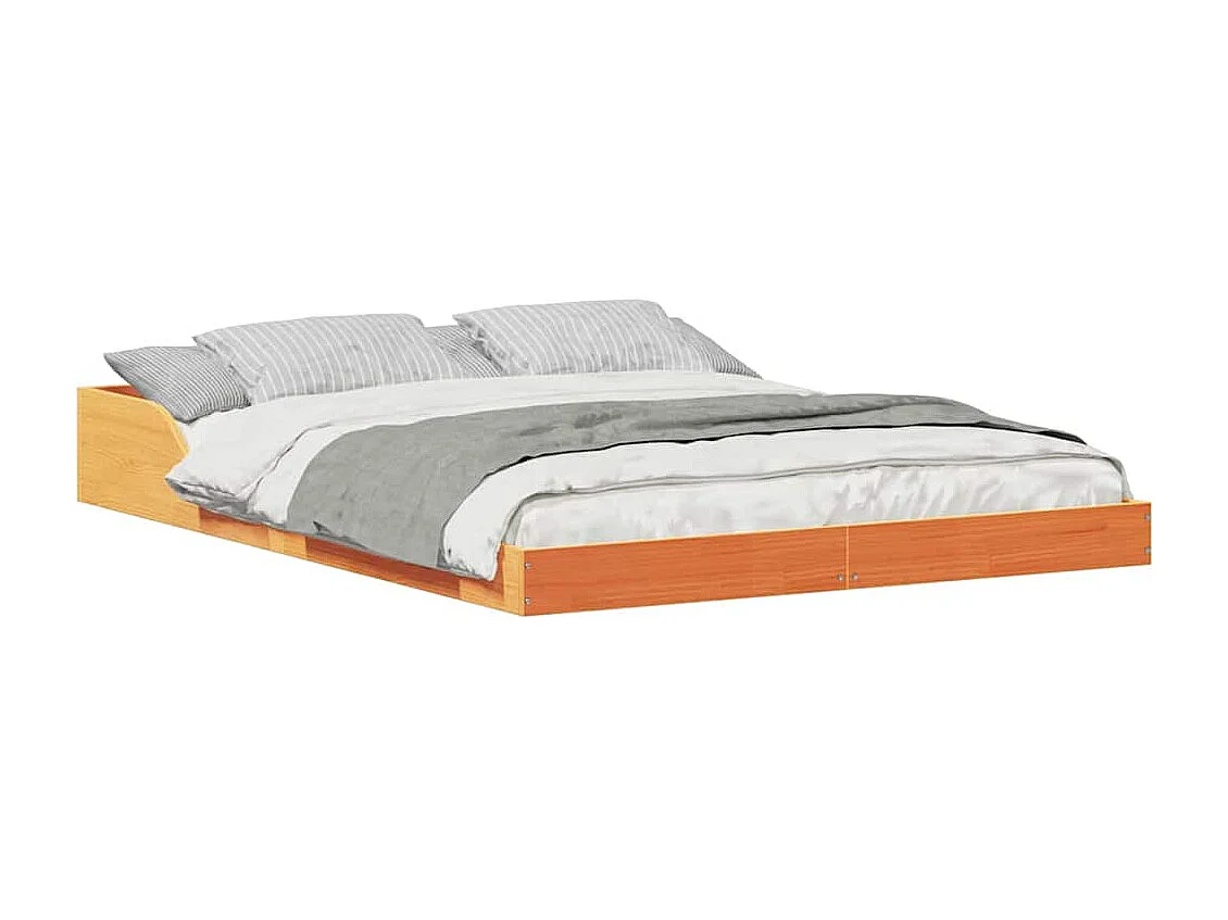 Cadre de lit Marron cire 135 x 190 cm Bois massif en pin