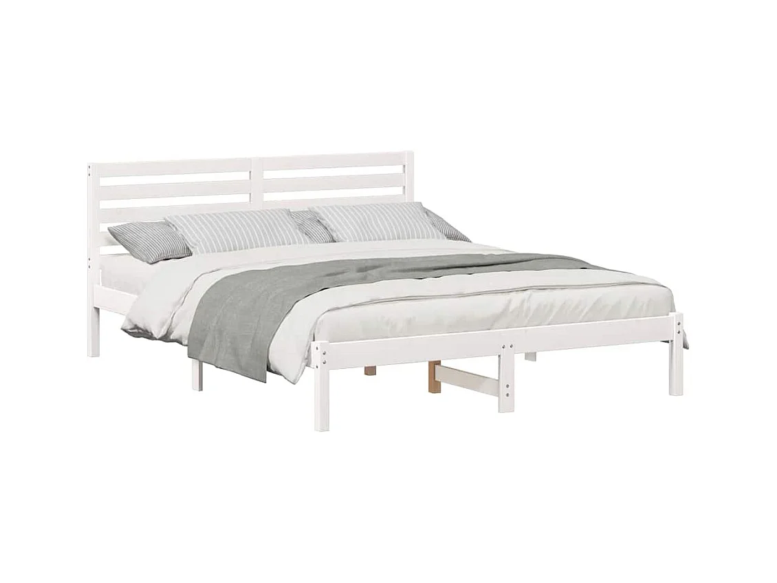 Cadre de lit Blanc 150 x 200 cm Bois massif en pin