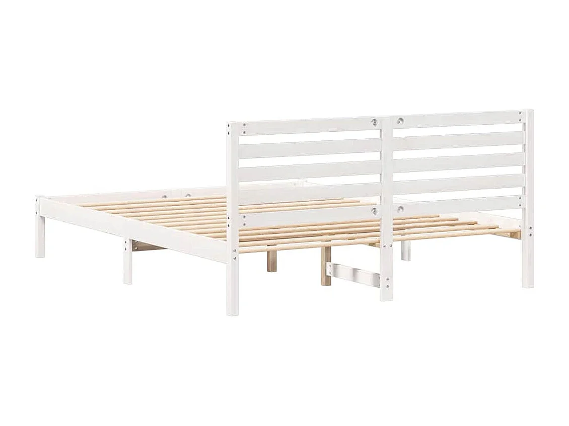 Cadre de lit Blanc 150 x 200 cm Bois massif en pin