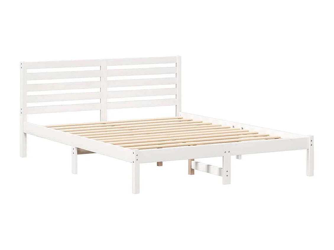 Cadre de lit Blanc 150 x 200 cm Bois massif en pin