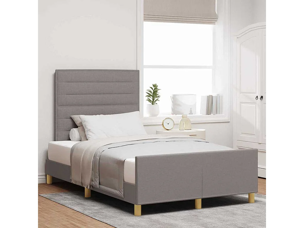 Cadre de lit avec tête de lit Taupe 120 x 190 cm tissu