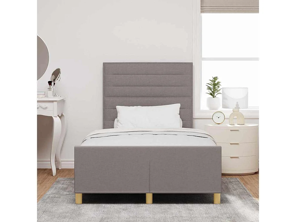 Cadre de lit avec tête de lit Taupe 120 x 190 cm tissu