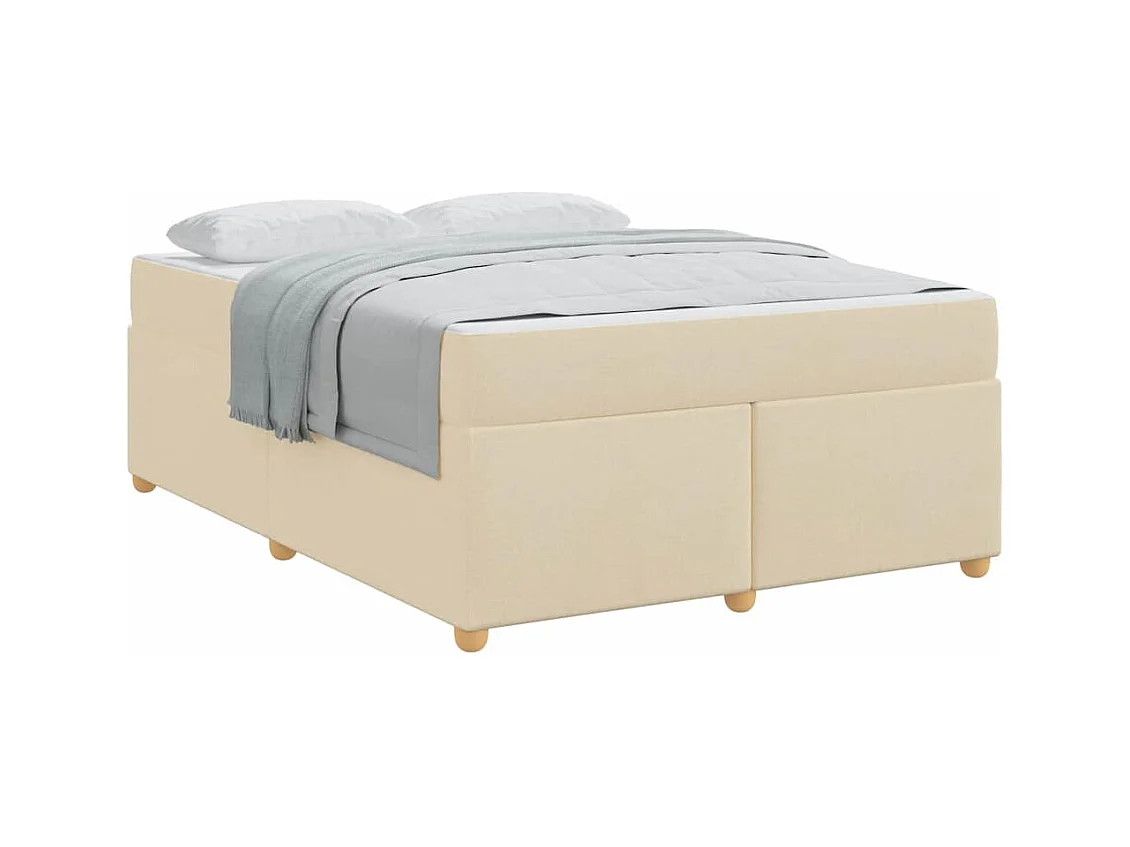 Cadre de lit avec matelas Crème 160 x 200 cm tissu