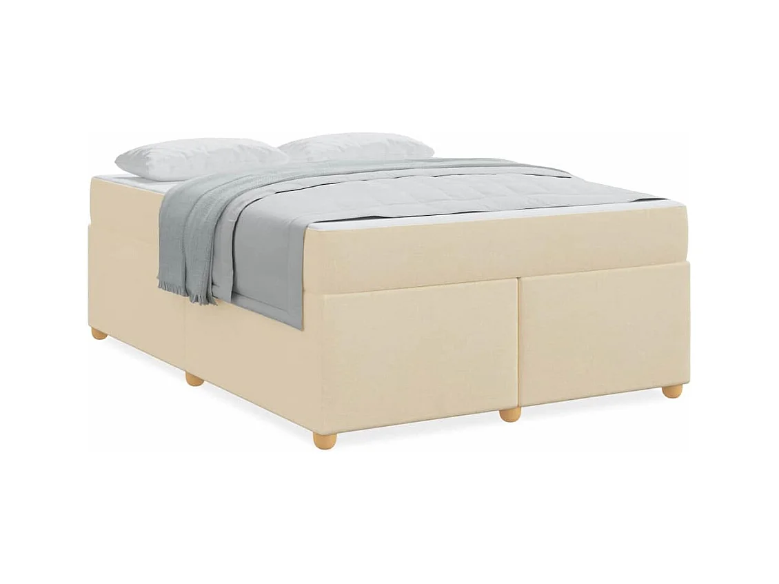 Cadre de lit avec matelas Crème 160 x 200 cm tissu