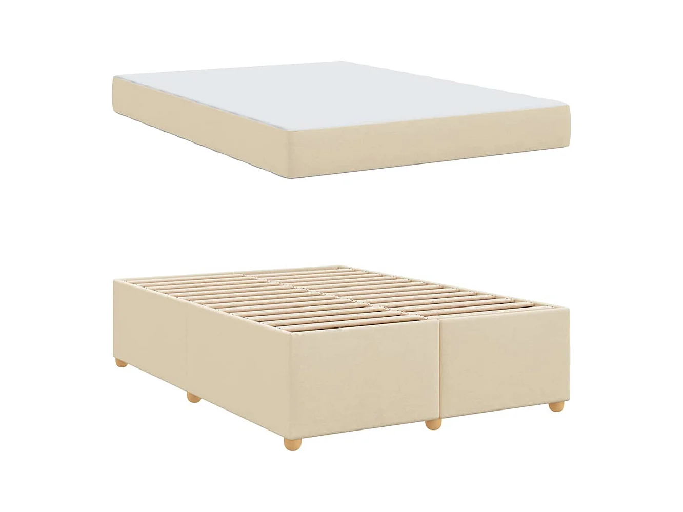 Cadre de lit avec matelas Crème 160 x 200 cm tissu