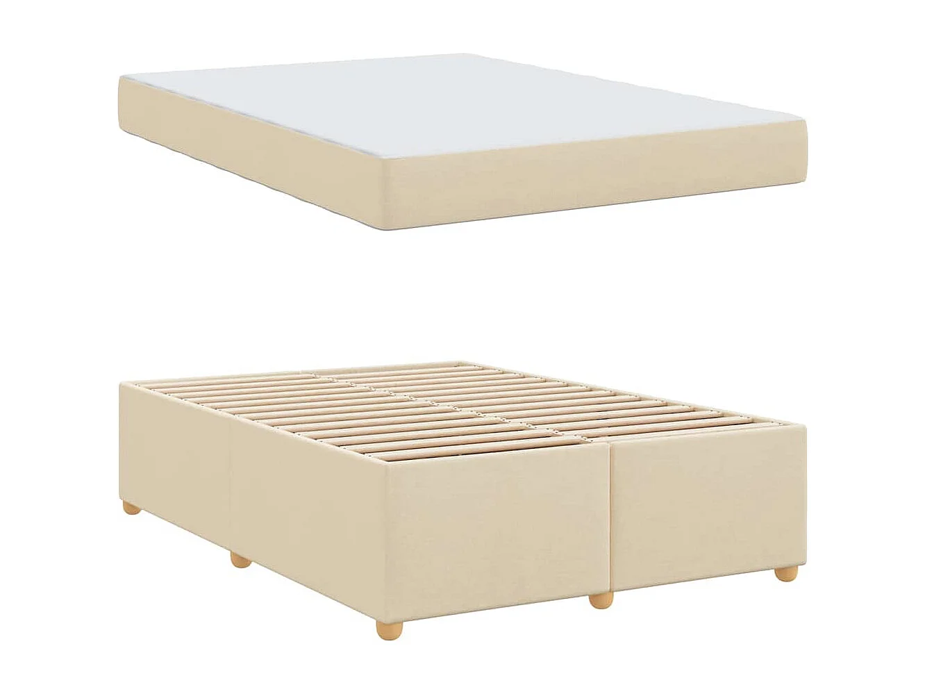 Cadre de lit avec matelas Crème 160 x 200 cm tissu