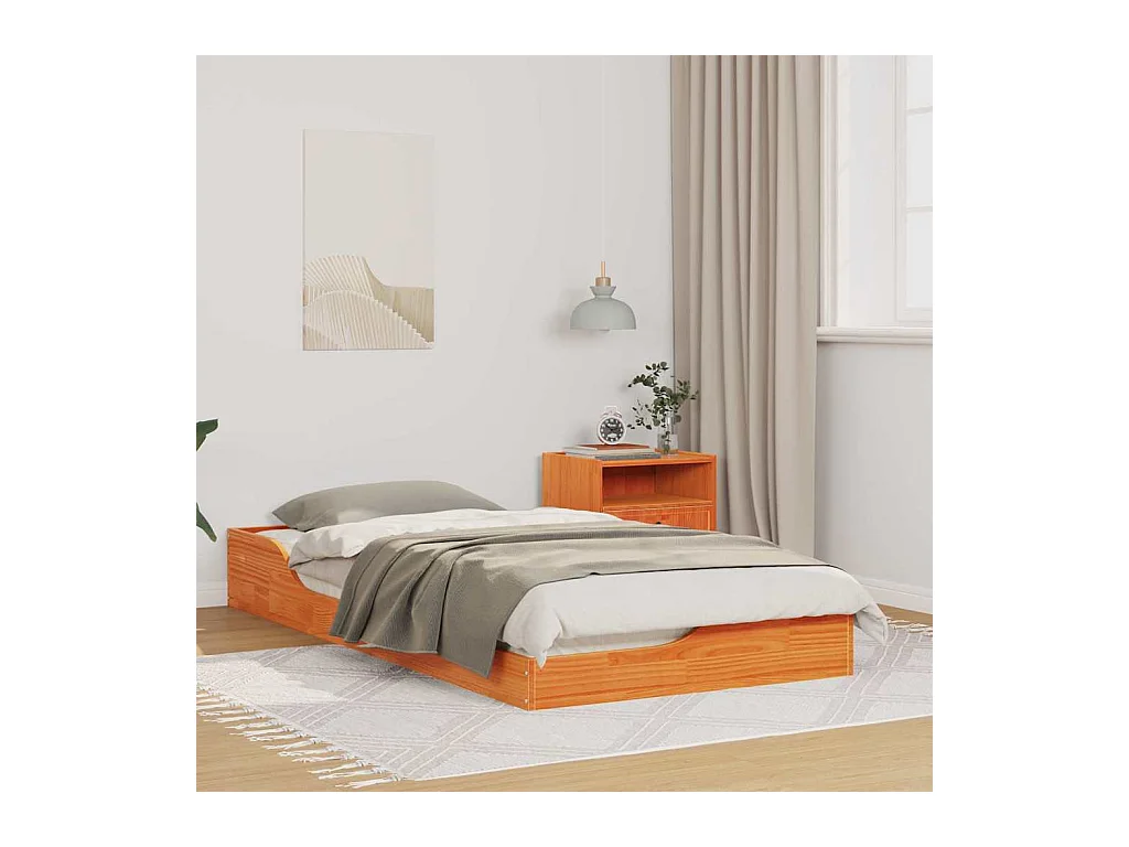 Estructura de cama Marrón cera 75 x 190 cm