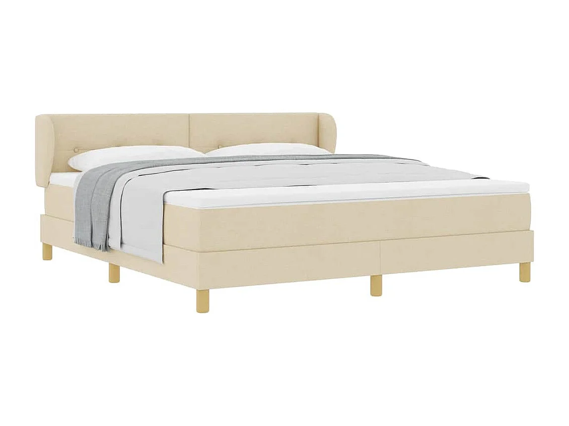 Cadre de lit avec Matelas Crème 90x200 cm Tissu Crème