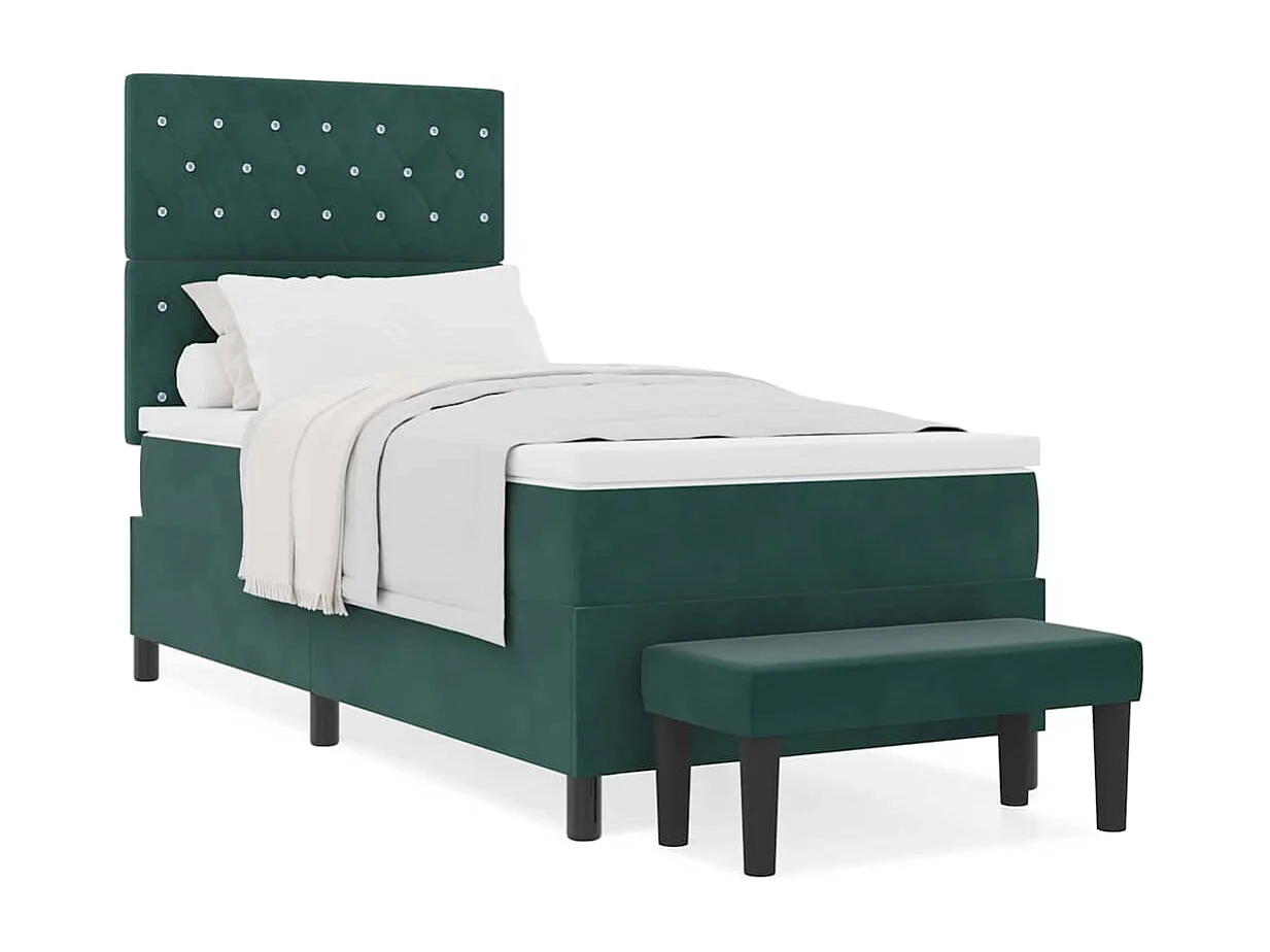 Boxspring bed met matras Donkergroen 90 x 190 cm Fluweel