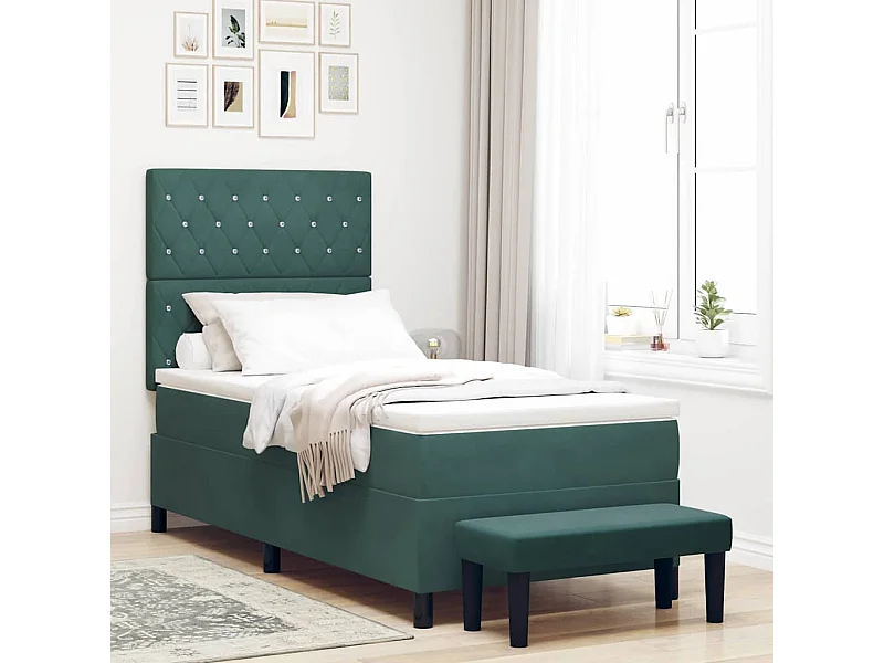 Boxspring bed met matras Donkergroen 90 x 190 cm Fluweel