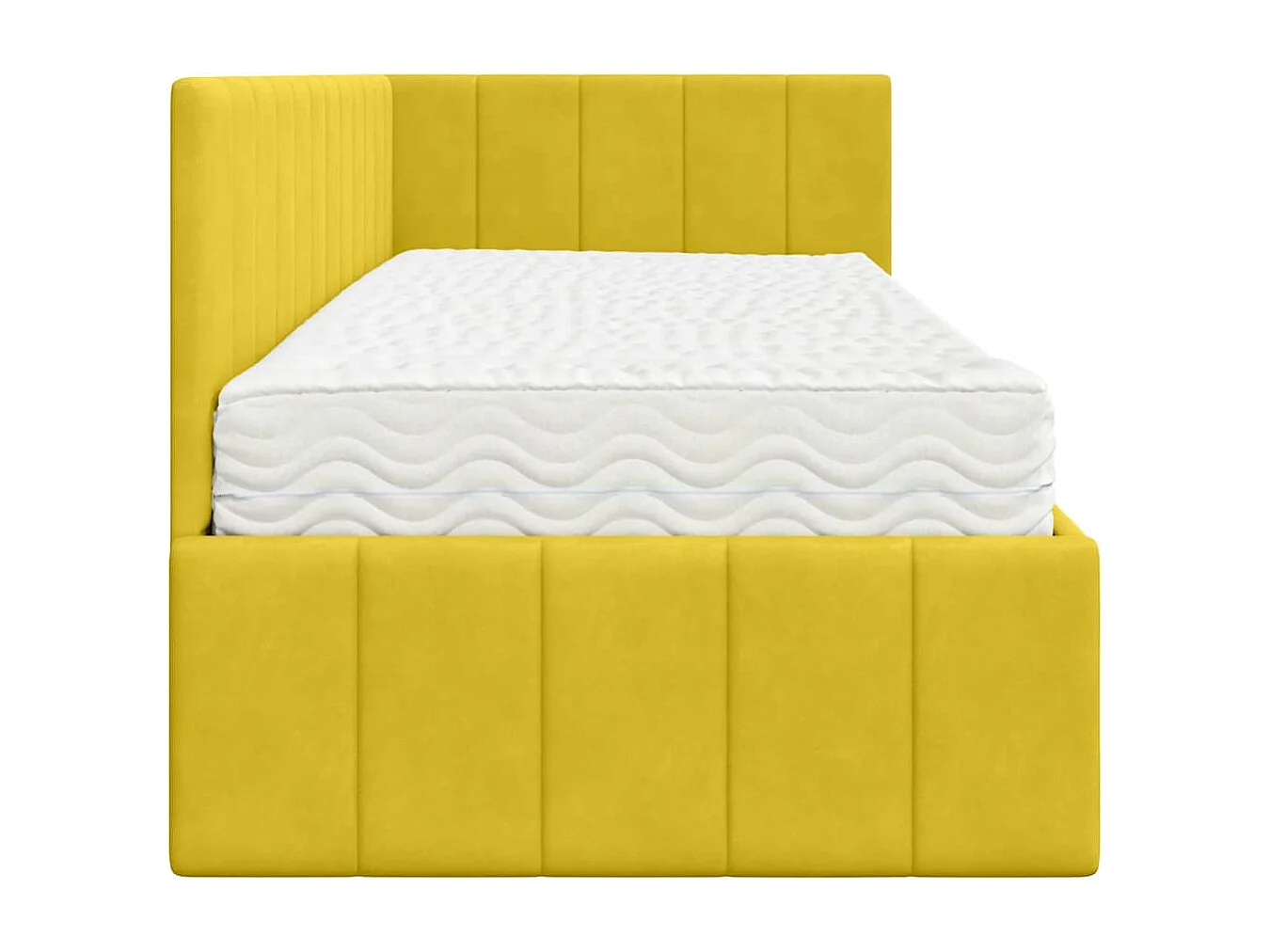 Cadre de lit d'angle avec matelas Jaune 80 x 200 cm Velours