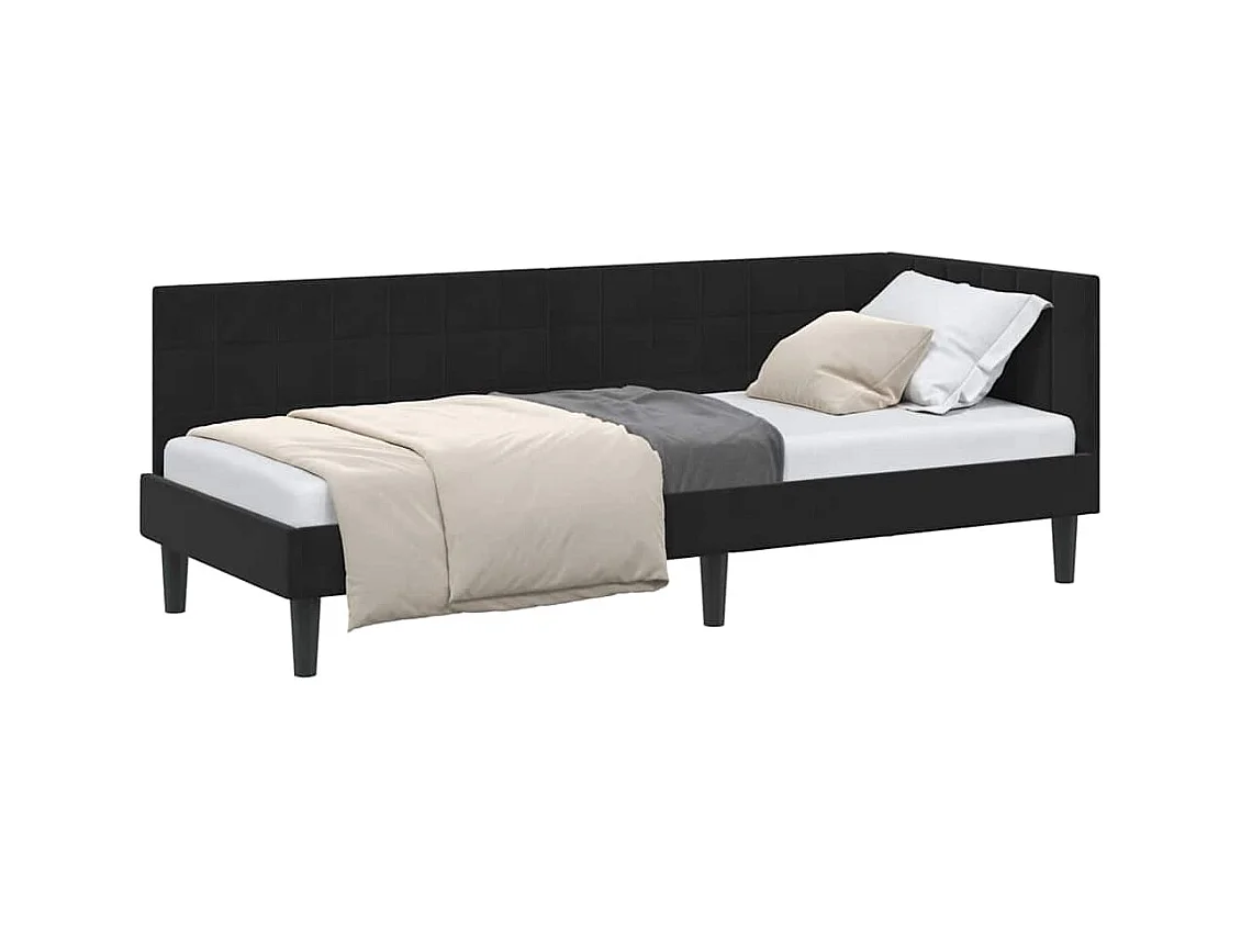 Cadre de lit d'angle avec tête de lit Noir 80 x 200 cm Velours