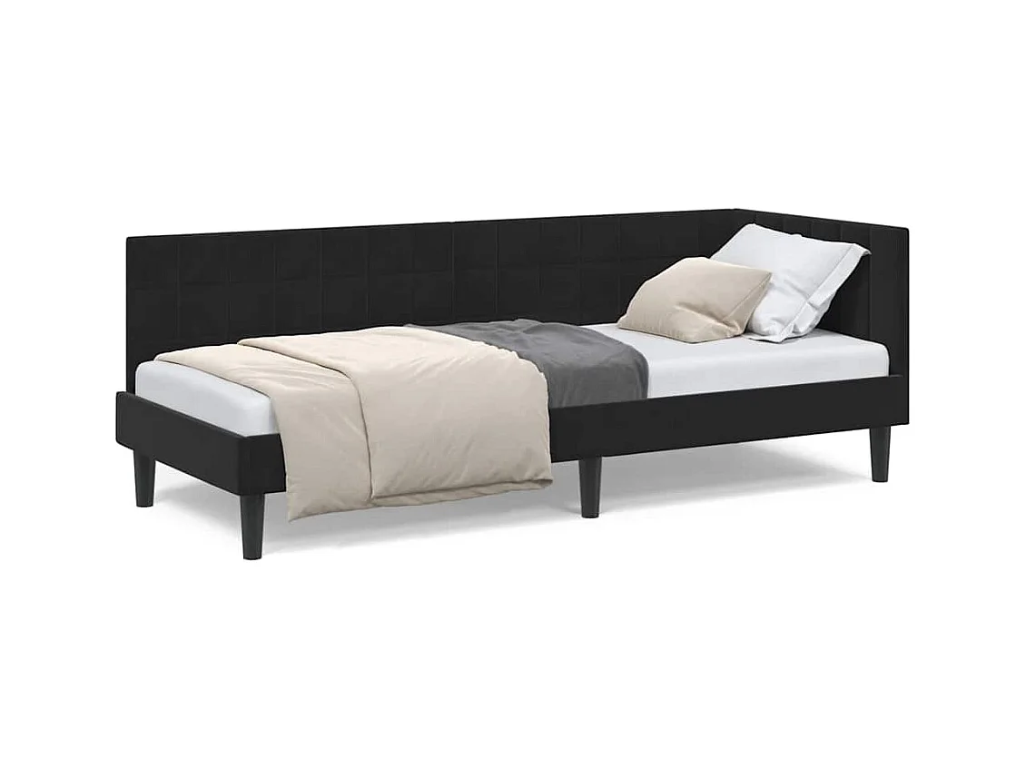 Cadre de lit d'angle avec tête de lit Noir 80 x 200 cm Velours