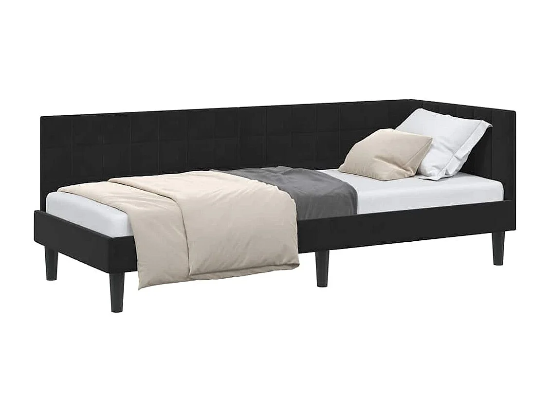 Cadre de lit d'angle avec tête de lit Noir 80 x 200 cm Velours