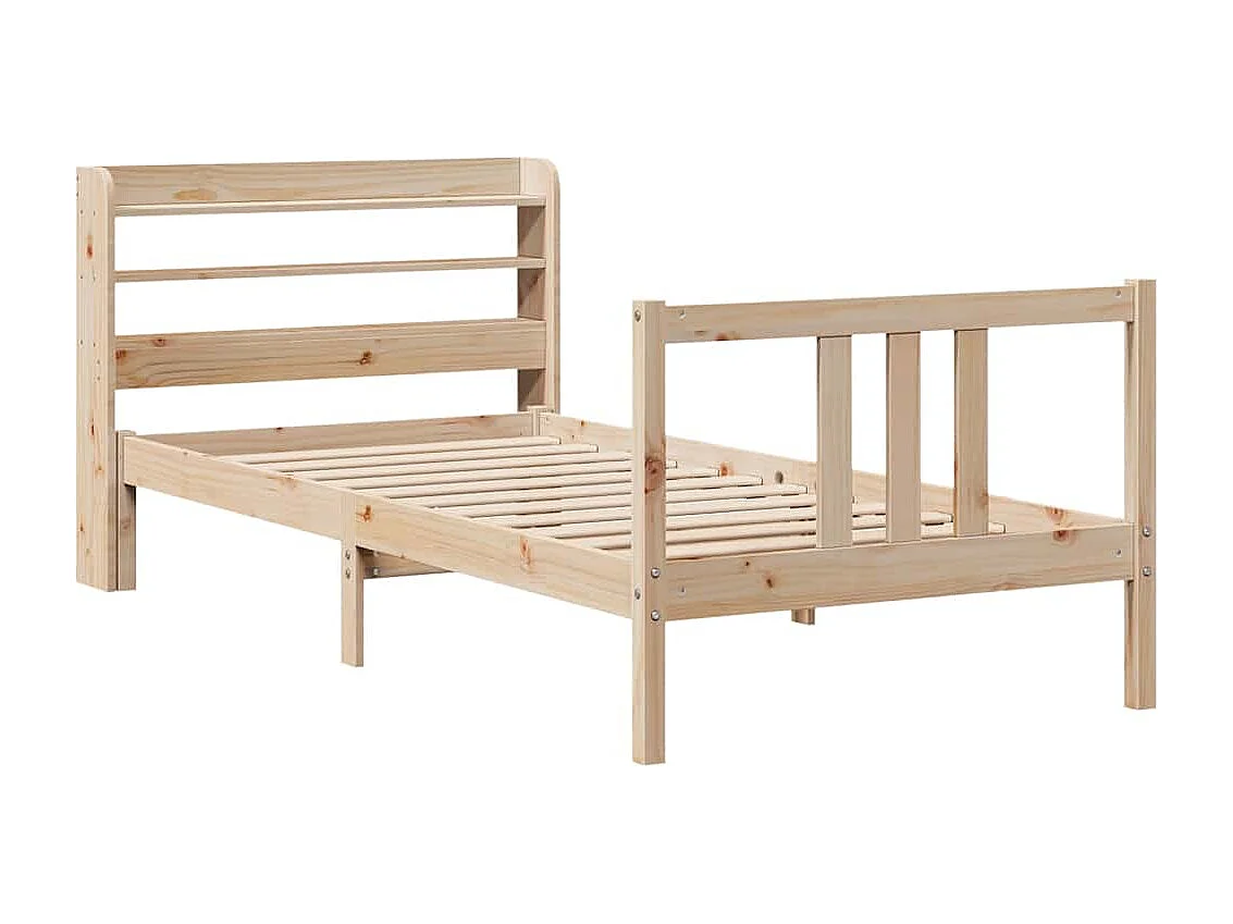 Estructura de cama con cabecero madera maciza pino 90x190 cm