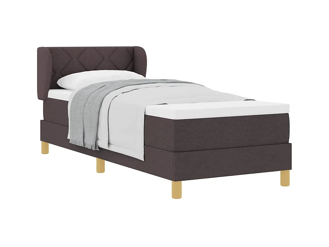 Cadre de lit avec Matelas Crème 90x200 cm Tissu Marron foncé