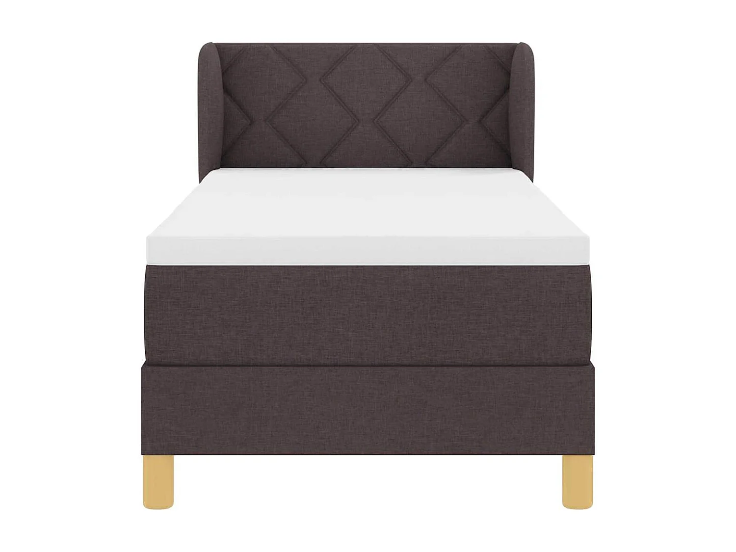 Cadre de lit avec Matelas Crème 90x200 cm Tissu Marron foncé