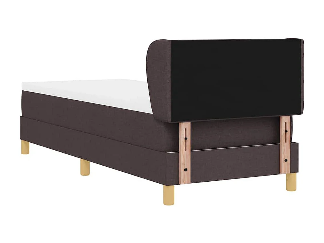 Cadre de lit avec Matelas Crème 90x200 cm Tissu Marron foncé
