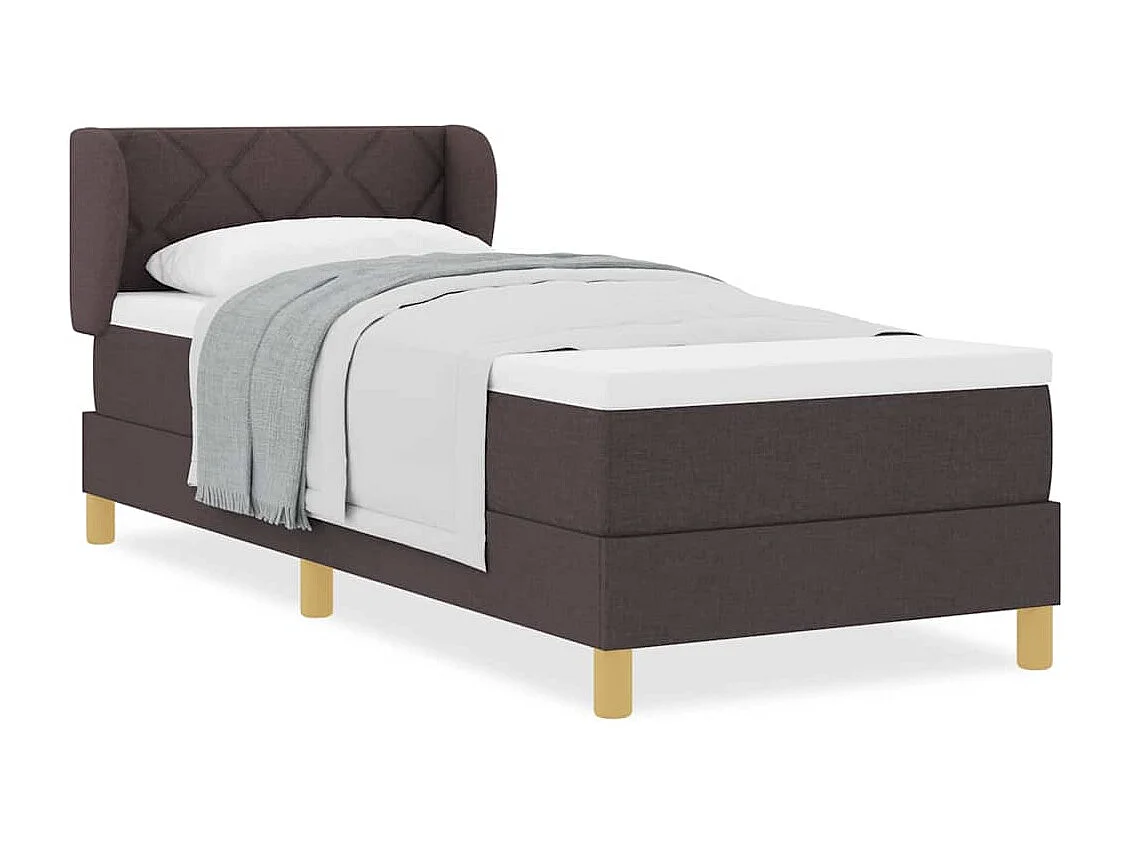 Boxspringbed met Matras Crème 90x200 cm Stof Donkerbruin