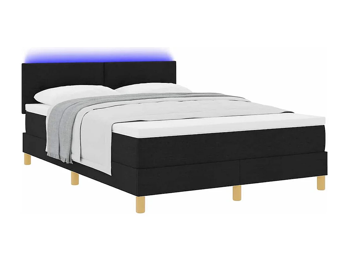Cama tipo Box Spring con colchón Negro 160 x 200 cm tela