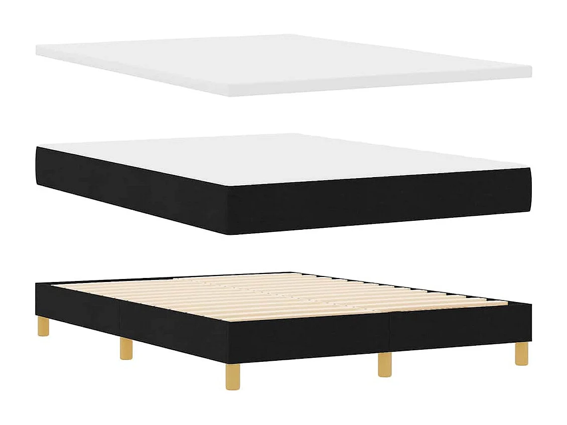 Cama tipo Box Spring con colchón Negro 160 x 200 cm tela