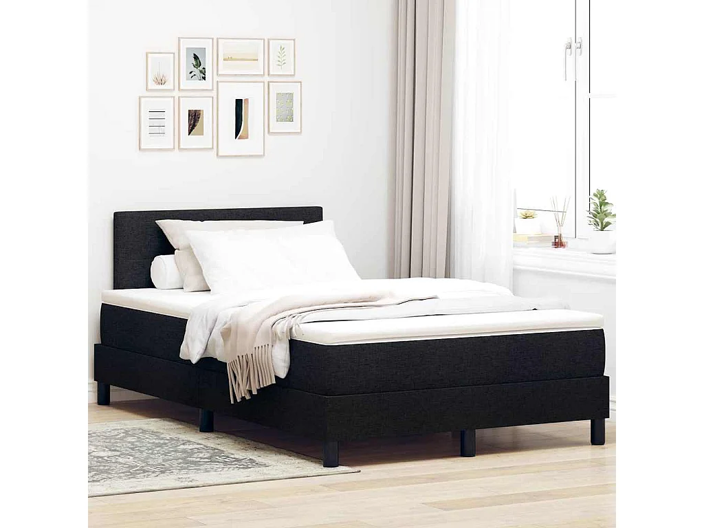 Cadre de lit avec matelas Noir 120 x 200 cm tissu