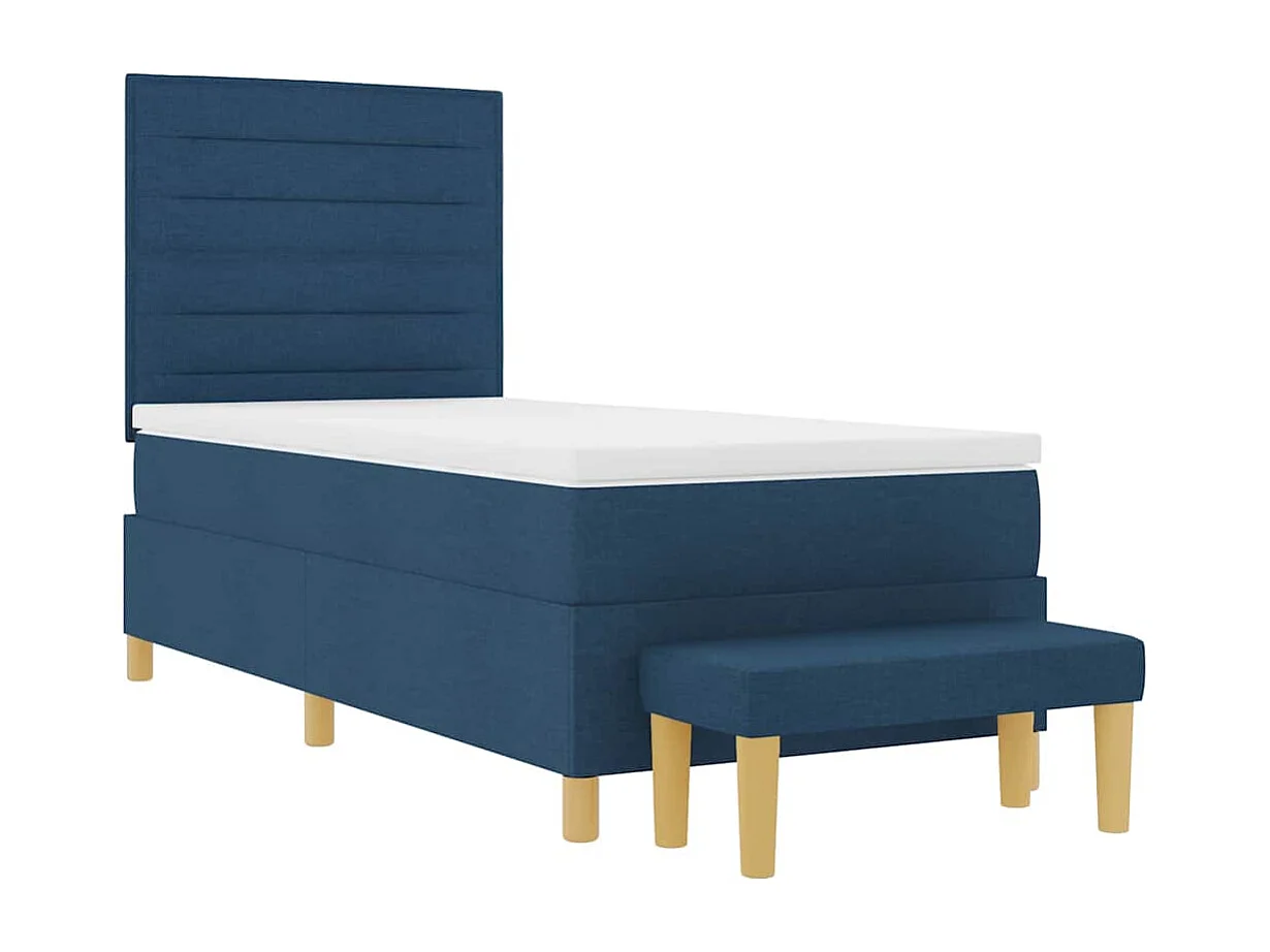 Cama tipo Box Spring con colchón Azul 90 x 190 cm tela
