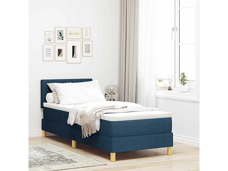 Cama box spring com colchão com colchão Azul 80 x 200 cm tecido