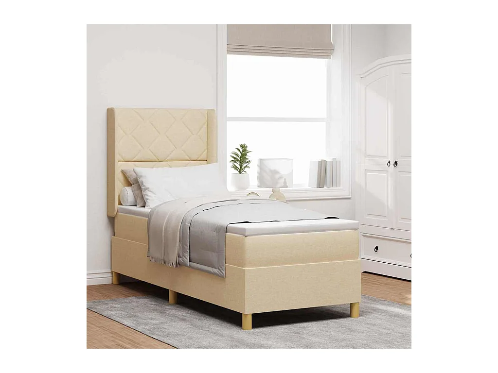 Boxspringbed met matras met hoofdeinde Crème 80 x 200 cm Stof