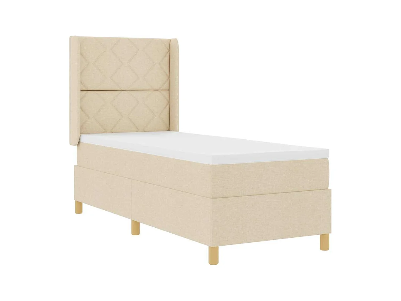 Cadre de lit avec matelas Crème 80 x 200 cm tissu