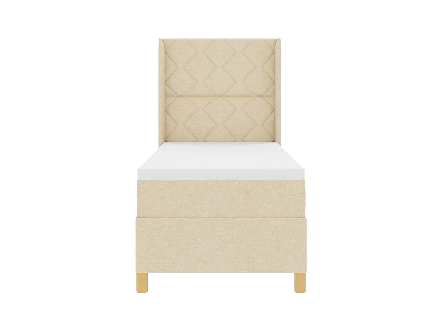 Cadre de lit avec matelas Crème 80 x 200 cm tissu
