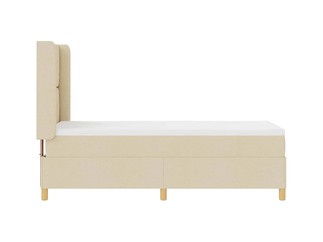 Cadre de lit avec matelas Crème 80 x 200 cm tissu