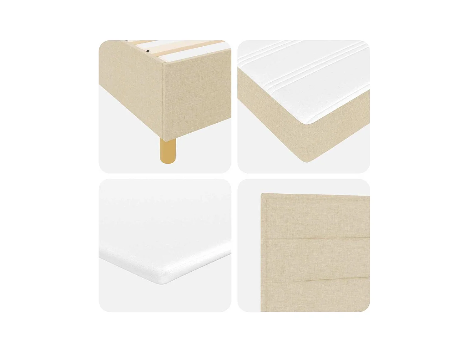Cadre de lit avec matelas Crème 80 x 200 cm tissu