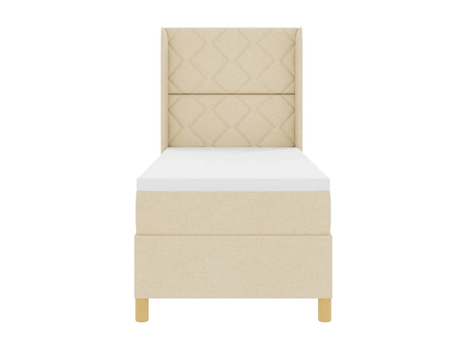 Cama con Somier con colchón con cabecera Crema 80 x 200 cm tela