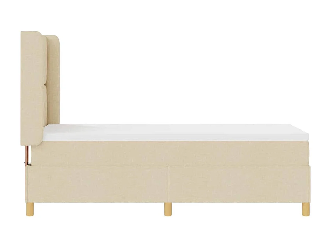 Cama con Somier con colchón con cabecera Crema 80 x 200 cm tela