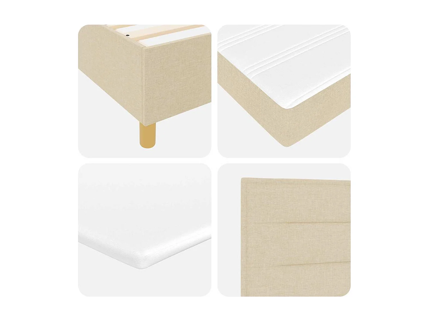 Cama con Somier con colchón con cabecera Crema 80 x 200 cm tela