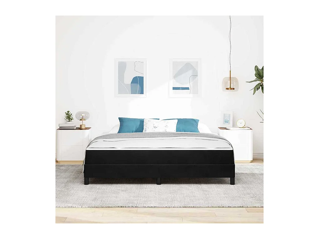 Cadre de lit avec matelas Noir 180 x 200 cm Velours