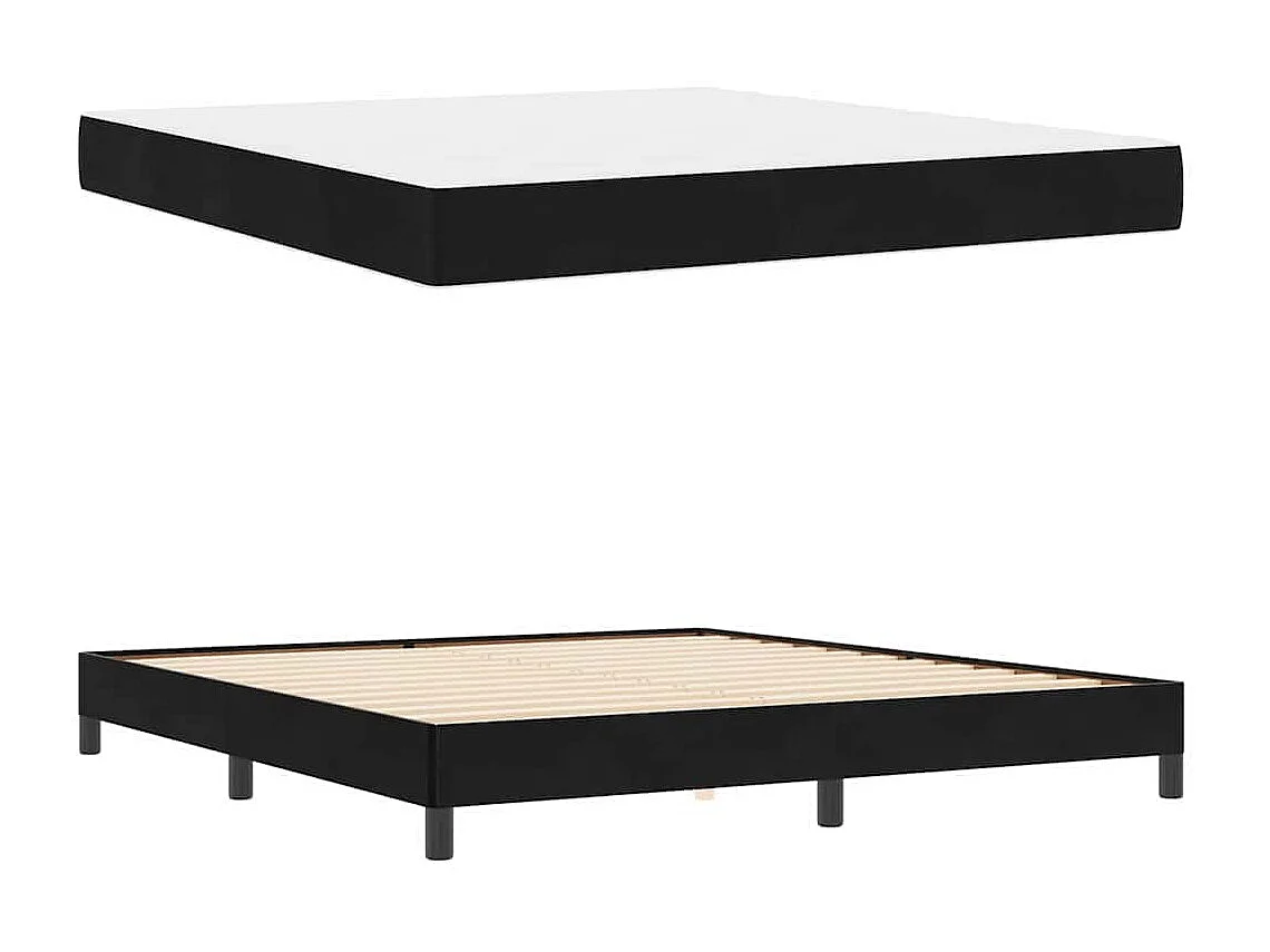 Cadre de lit avec matelas Noir 180 x 200 cm Velours