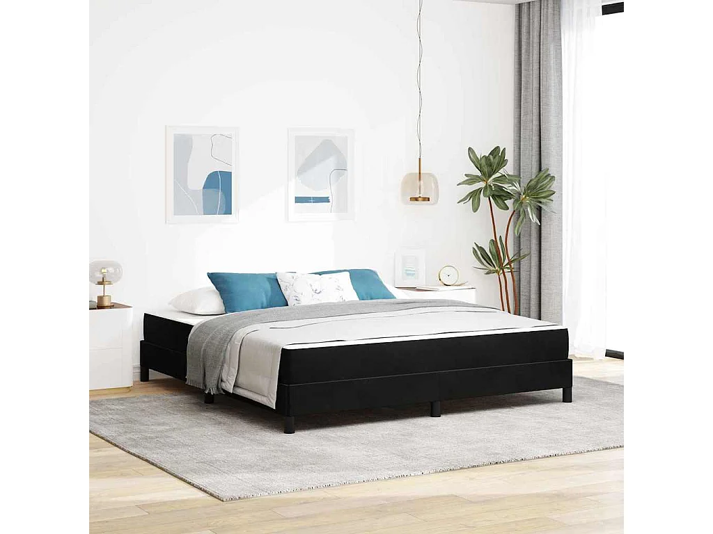 Cama box spring con colchón Negro 180 x 200 cm Terciopelo