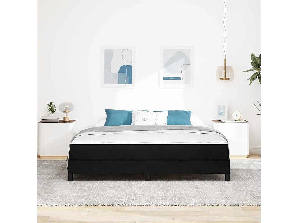 Cama box spring con colchón Negro 180 x 200 cm Terciopelo