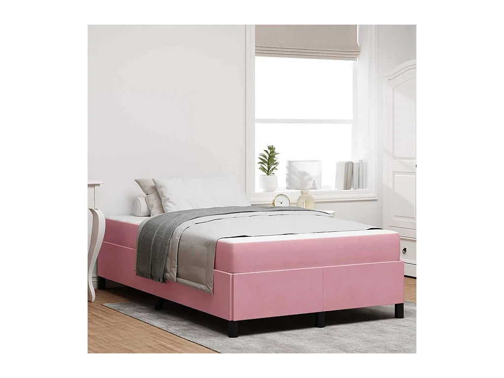 Estructura de cama Rosa y blanco 120 x 200 cm Terciopelo