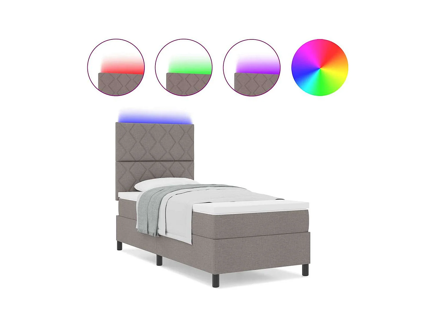 Cadre de lit avec matelas Taupe 100 x 200 cm tissu