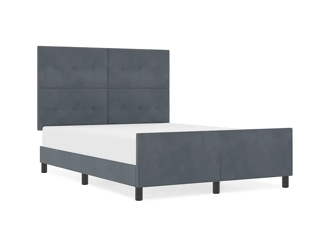 Cadre de lit avec tête de lit Gris foncé 160 x 200 cm Velours