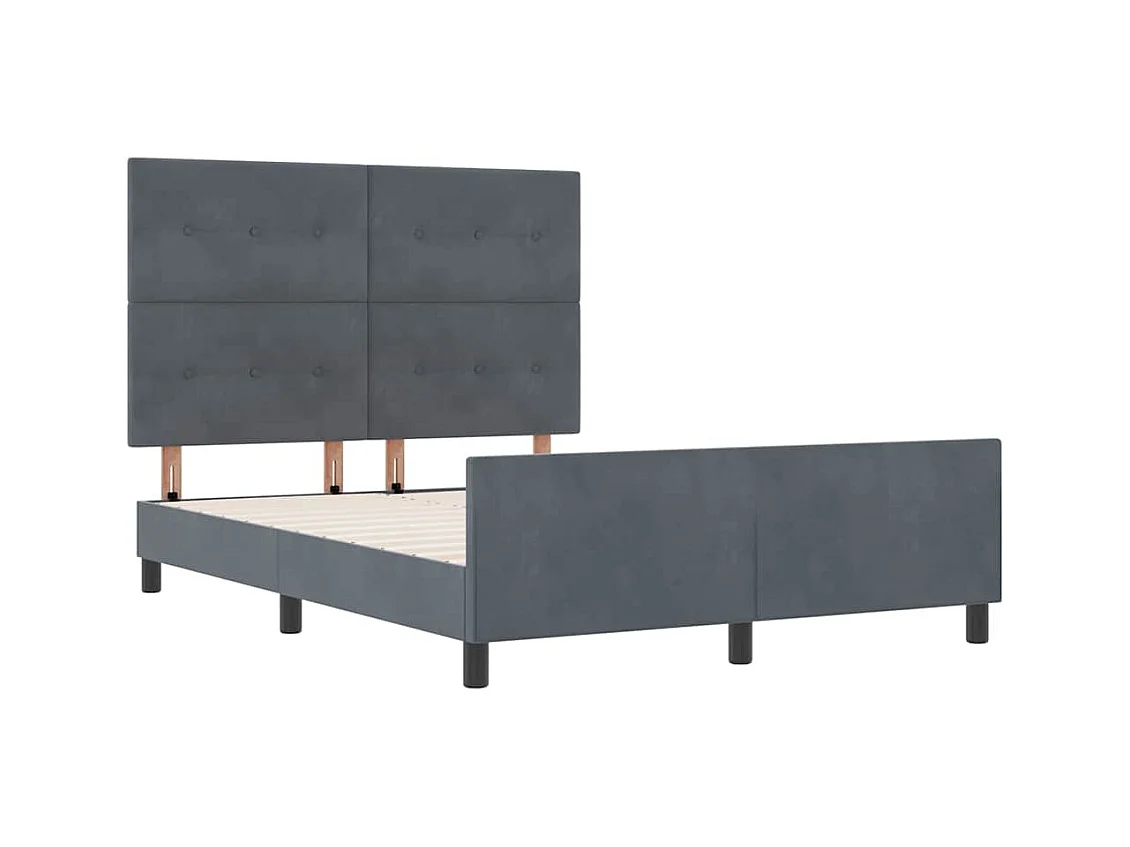 Cadre de lit avec tête de lit Gris foncé 160 x 200 cm Velours