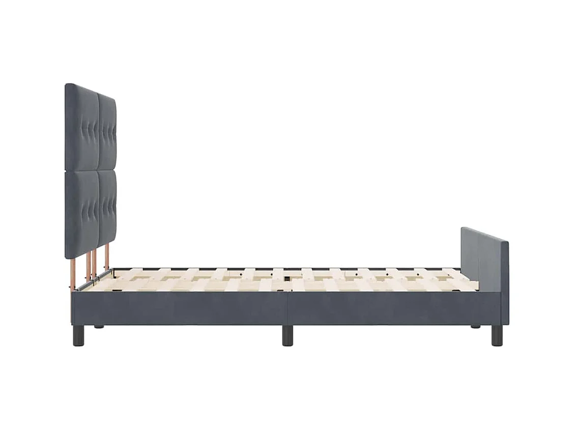 Cadre de lit avec tête de lit Gris foncé 160 x 200 cm Velours