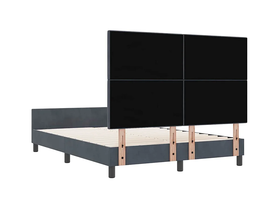 Cadre de lit avec tête de lit Gris foncé 160 x 200 cm Velours