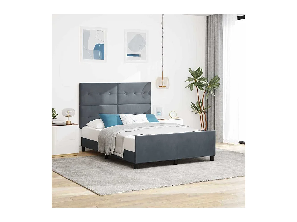 Bedframe met hoofdeinde Donkergrijs 160 x 200 cm Fluweel