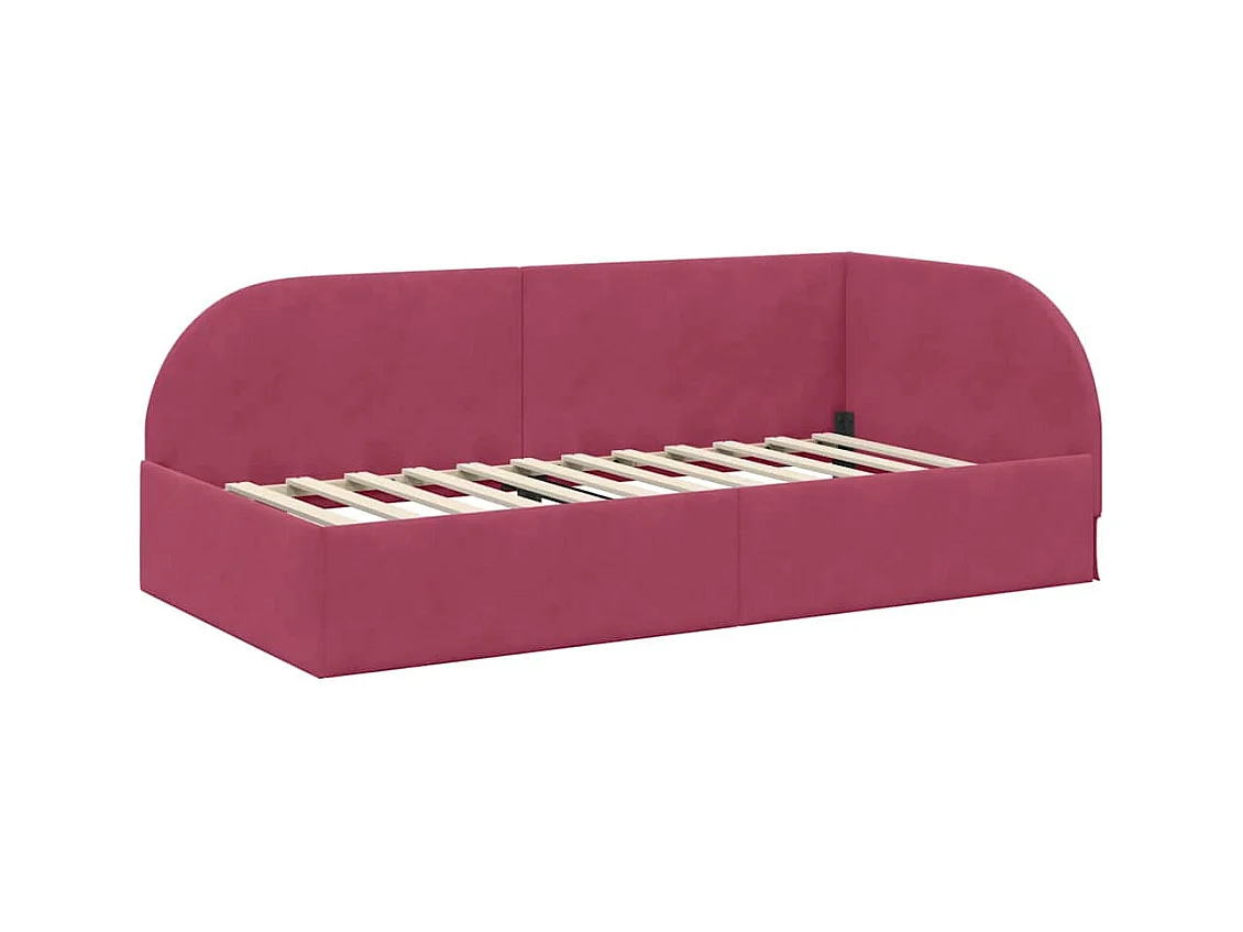 Cadre de lit d'angle Rouge bordeaux 80 x 200 cm Velours